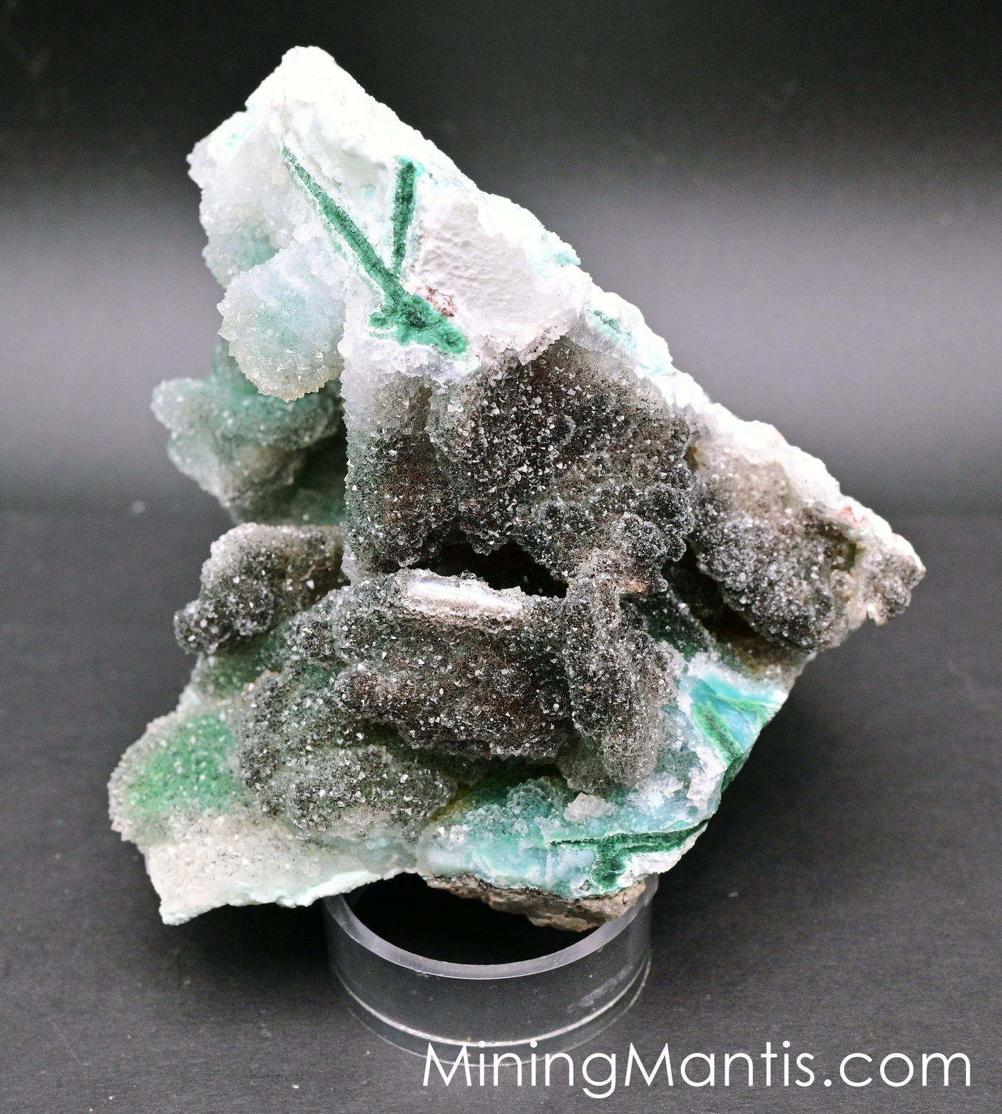 Malachite with Crysocolla and Druzy Quartz