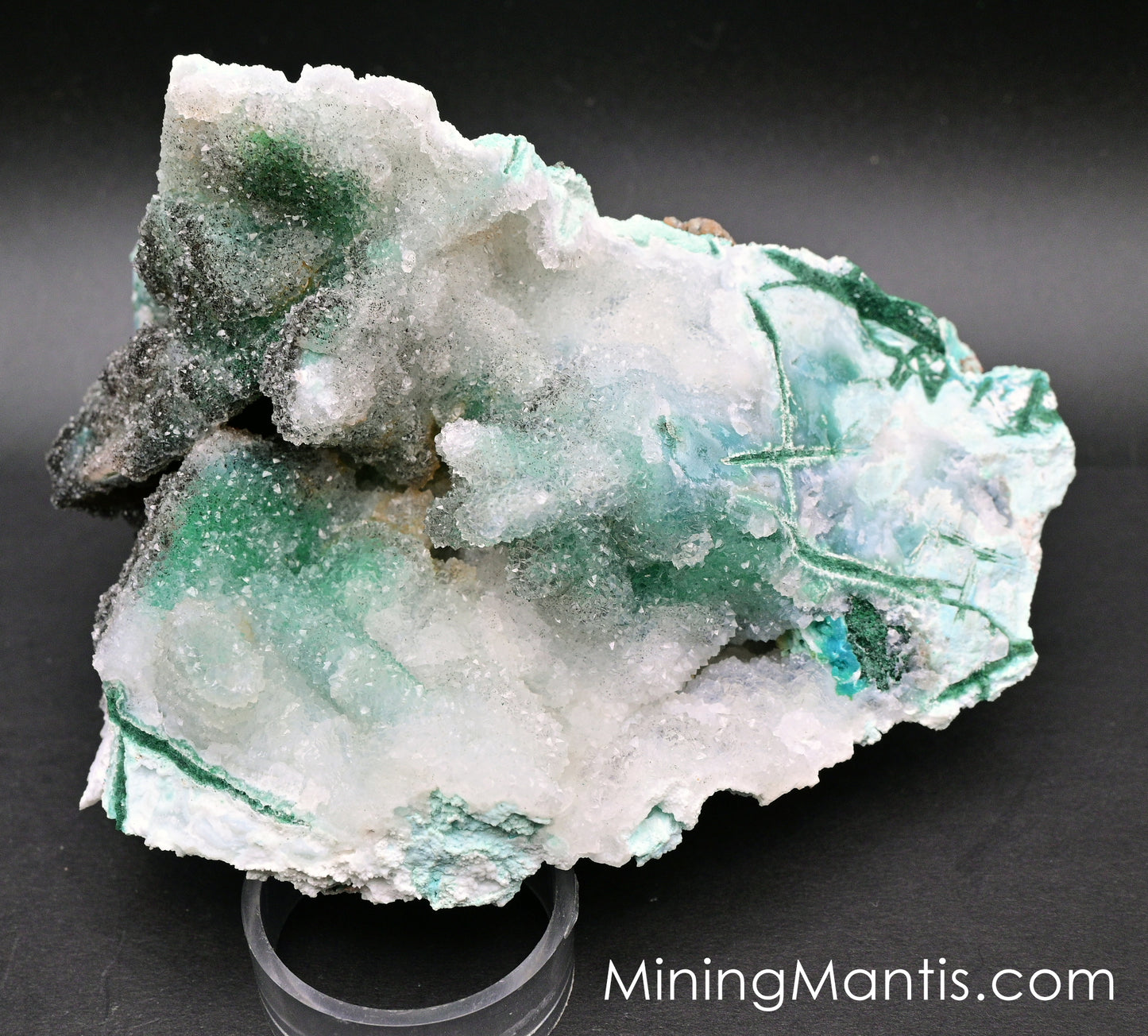 Malachite with Crysocolla and Druzy Quartz