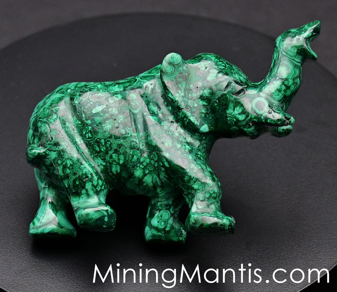 Polished Malachite Elephant Sculpture